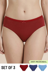 Zivame Anti-Microbial Low Rise Full Coverage Hipster Panty (Pack of 3) - Multicolor — thumbnail 1